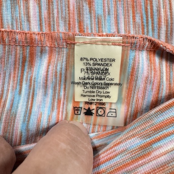 Title Nine Dress Sz L Coral Peach Blue Print Athletic Cap Slv Outdoors Pocket - Picture 10 of 12